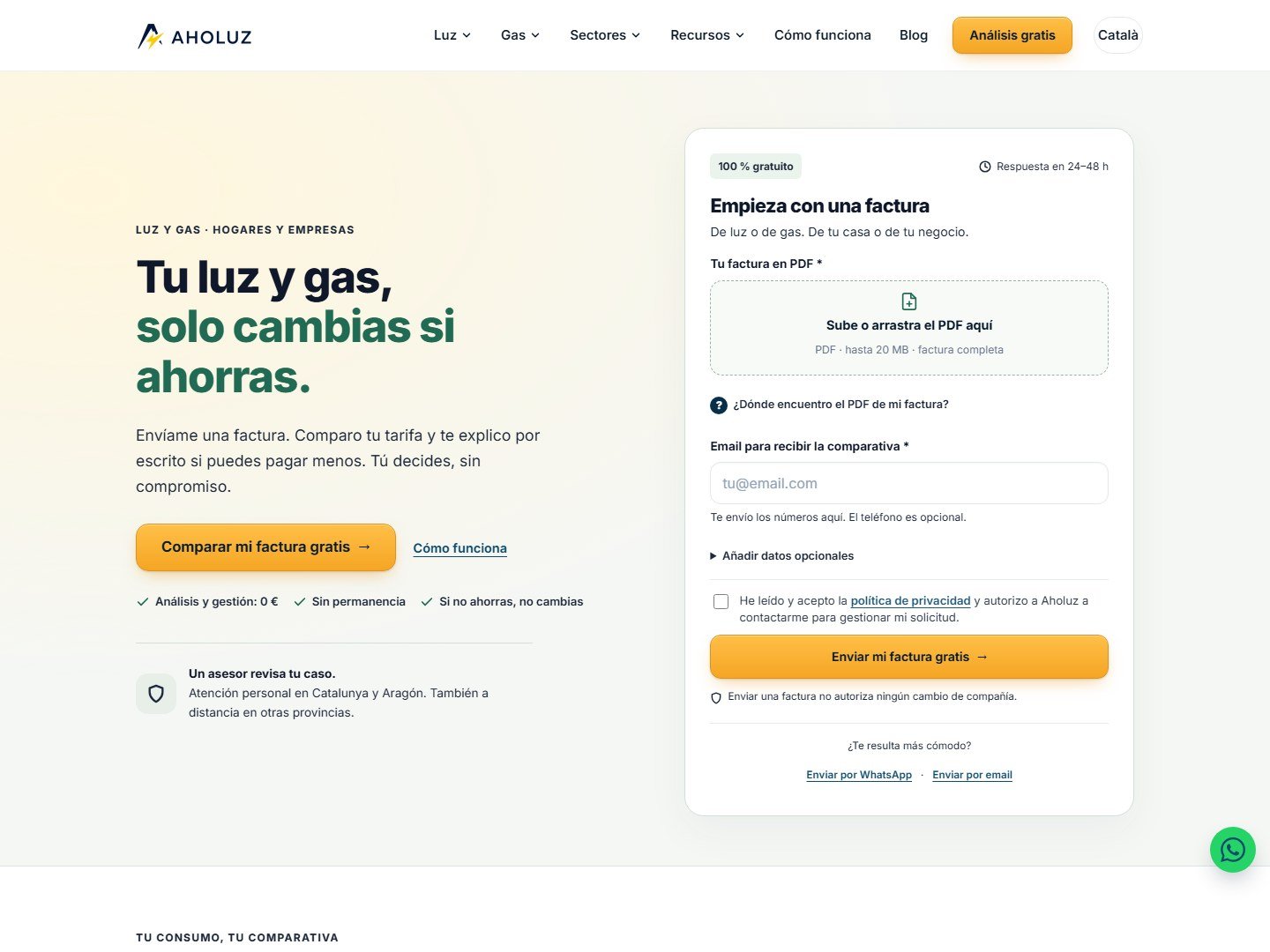 AHOLUZ: Asesor energético que revisa tu factura de la luz
