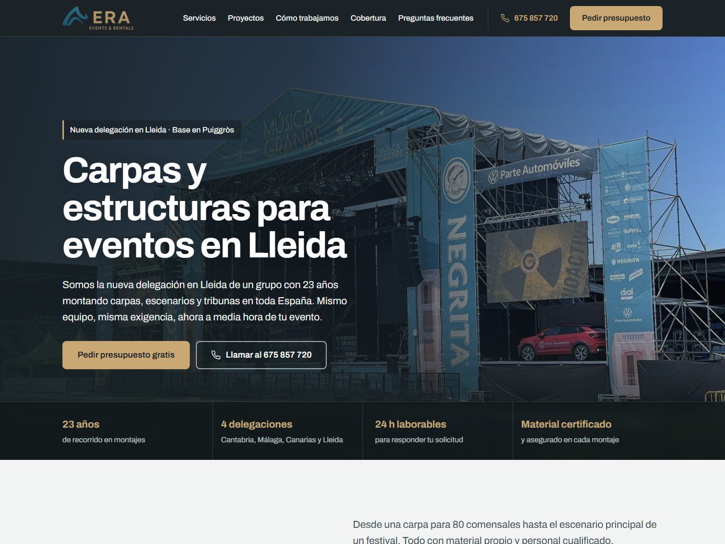 ERA EVENTS: Montaje de carpas y estructuras para eventos