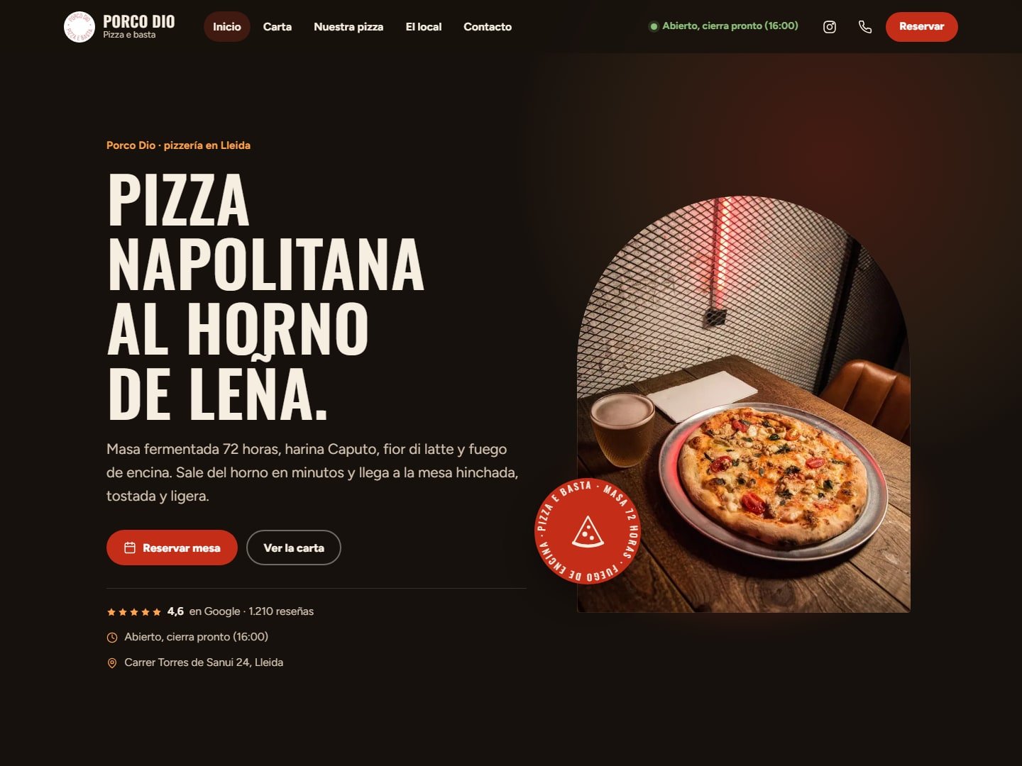 PORCO DIO: Pizzería napolitana al horno de leña en Lleida